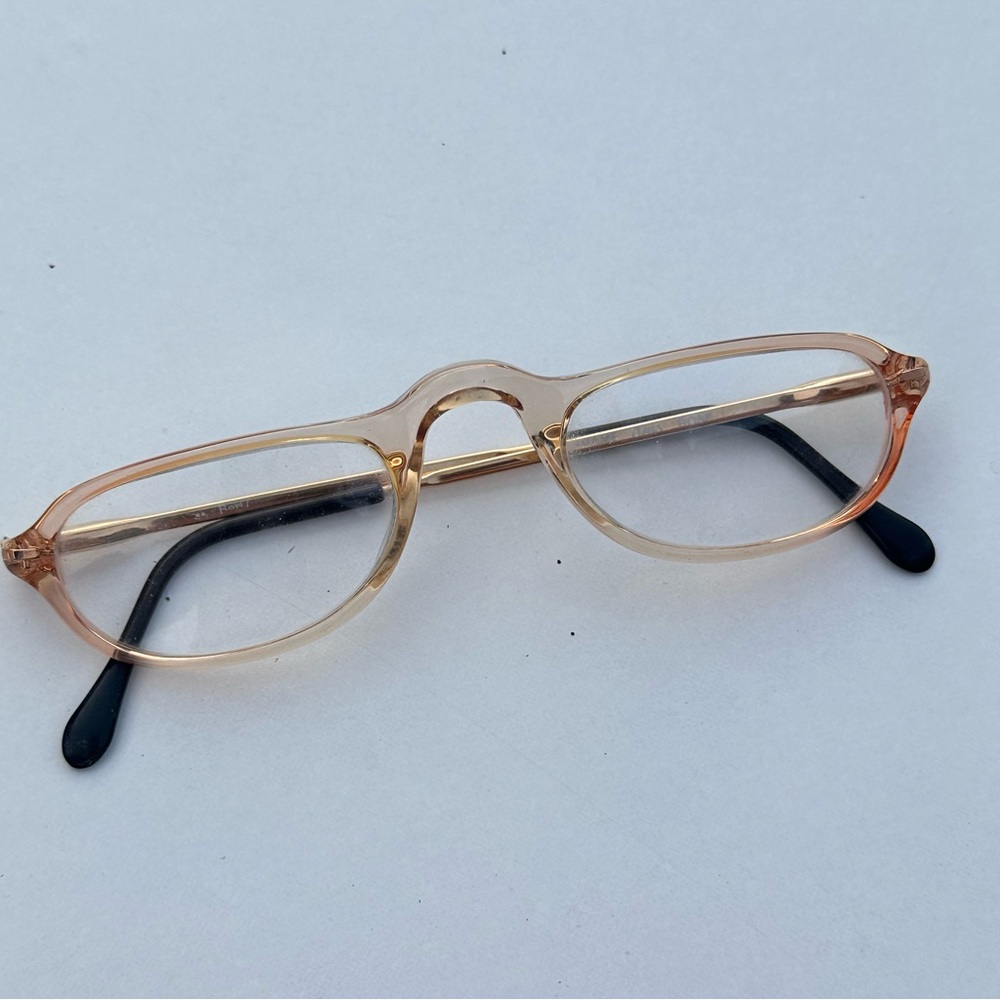 Vintage Rectangle Eyeglass Frames Only, Clear Ros… - image 1